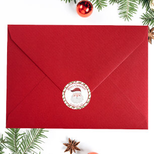 Vrolijk kerstfeest met rode kerstman ronde sticker