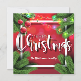 Vrolijk kerstfeest met rode Typografie Foto Feestdagenkaart
