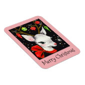 Vrolijk kerstfeest met roze retro-feestdag magneet (Rechterzijde)