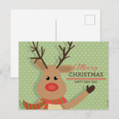 Vrolijk kerstfeest met Rudolph Briefkaart (Voorkant / Achterkant)