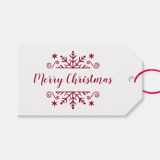 Vrolijk kerstfeest met sneeuwvlok cadeaulabel (Voorkant (Horizontaal))