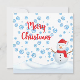 Vrolijk kerstfeest met sneeuwvlokken, sneeuwpop me kaart