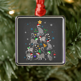 Vrolijk kerstfeest met T-shirt Lemur kerstboom Metalen Ornament