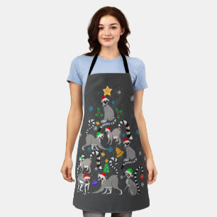 Vrolijk kerstfeest met T-shirt Lemur kerstboom Schort