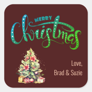 Vrolijk kerstfeest met Tree Personalized Sticker L