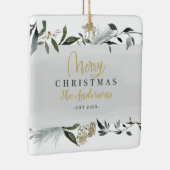 Vrolijk kerstfeest met waterverf keramisch ornament (Rechts)