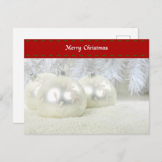 Vrolijk kerstfeest met zilveren Ornamenten en snee Briefkaart (Voorkant / Achterkant)