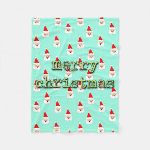 vrolijk kerstfeest mid century modern kerstman fleece deken