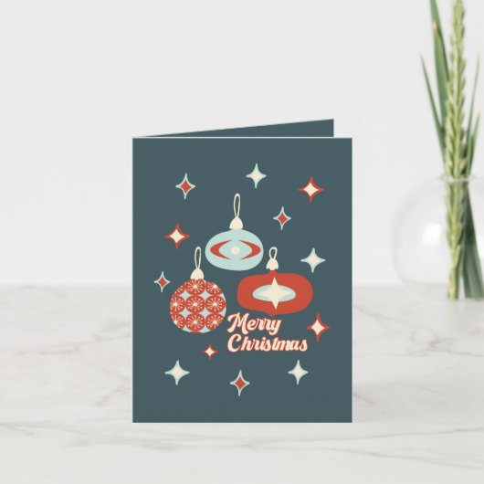 Vrolijk kerstfeest Mid-Century Moderne briefkaart (Voorkant)