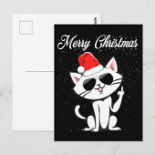 Vrolijk kerstfeest, middelste gemberrode kerstkat  briefkaart (Voorkant / Achterkant)