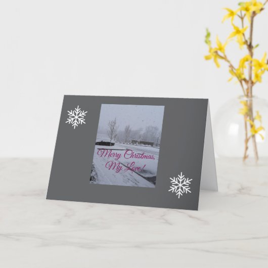 Vrolijk kerstfeest, mijn liefde, gevouwen Wenskaar Kaart (Gele Bloem)