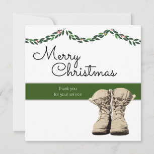 Vrolijk kerstfeest Militaire Dank u wel Notitiekaartje