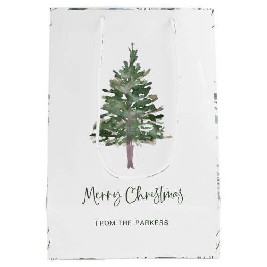 Vrolijk kerstfeest | Minimale eenvoudige pine Medium Cadeauzakje (Achterkant)