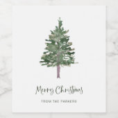 Vrolijk kerstfeest | Minimale eenvoudige pine Wijn Etiket (Enkel label)