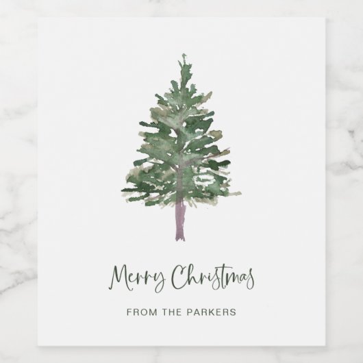 Vrolijk kerstfeest | Minimale eenvoudige pine Wijn Etiket (Enkel label)