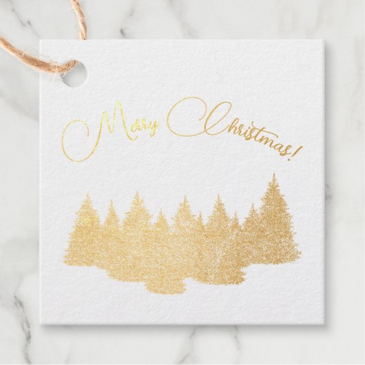 Vrolijk kerstfeest - minimalistisch - gouden spar bedankjes labels (Voorkant)