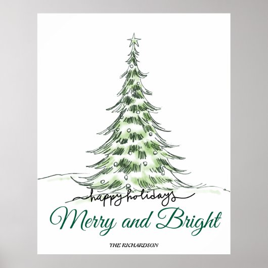vrolijk kerstfeest | Minimalistisch Holiday Tree-s Poster (Voorkant)