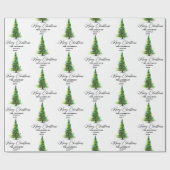 Vrolijk kerstfeest minimalistische dennenboom wate cadeaupapier (Vlak)