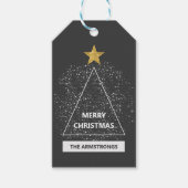 Vrolijk Kerstfeest Minimalistische Moderne Glitter Cadeaulabel (Voorkant)