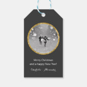 Vrolijk Kerstfeest Minimalistische Moderne Glitter Cadeaulabel (Achterkant)