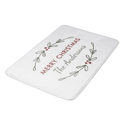 Vrolijk kerstfeest Mistletoe en Berries Bath Mat (Gekanteld)