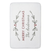 Vrolijk kerstfeest Mistletoe en Berries Bath Mat (Voorkant Verticaal)