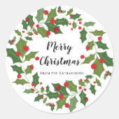 Vrolijk kerstfeest Mistletoe Wreatssic Round Sti Ronde Sticker (Voorkant)