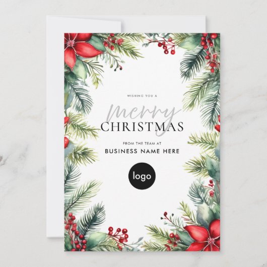Vrolijk Kerstfeest Modern Business Logo Feestdagenkaart (Voorkant)