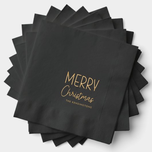 Vrolijk kerstfeest Modern Casual leuk script Folie Servetten (Insitu (Gestapeld))