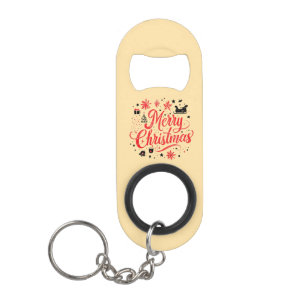 Vrolijk Kerstfeest Modern Design Rood en wit Mini Flessenopener