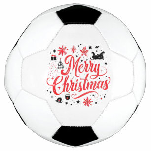 Vrolijk Kerstfeest Modern Design Rood en wit Voetbal