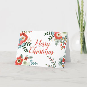 Vrolijk Kerstfeest Modern Floral Botanical Feestdagen Kaart