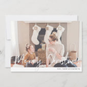 Vrolijk kerstfeest Modern Handschrift Fotokaart 2N Kaart (Voorkant)