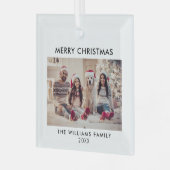 Vrolijk kerstfeest Modern Holiday Glas Ornament (Voorkant links)