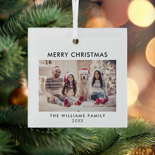 Vrolijk kerstfeest Modern Holiday Glas Ornament