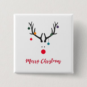 Vrolijk kerstfeest, modern minimalistisch rendierw vierkante button 5,1 cm