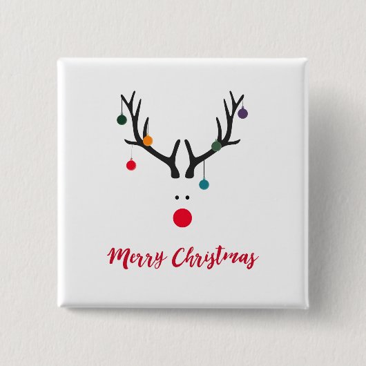 Vrolijk kerstfeest, modern minimalistisch rendierw vierkante button 5,1 cm (Voorkant)