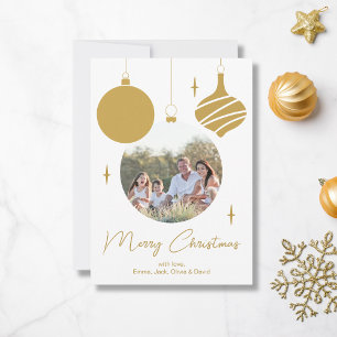 Vrolijk Kerstfeest Modern Photo Gold Script Feestdagenkaart