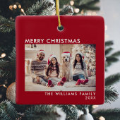 Vrolijk kerstfeest Modern Red Holiday Keramisch Ornament