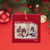 Vrolijk kerstfeest Modern Red Holiday Keramisch Ornament