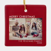 Vrolijk kerstfeest Modern Red Holiday Keramisch Ornament (Voorkant)
