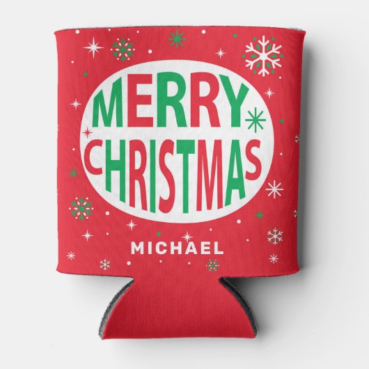 Vrolijk kerstfeest Modern Red Holiday, speciaal ge Blikjeskoeler (Voorkant)