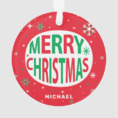Vrolijk kerstfeest Modern Red Holiday, speciaal ge Ornament (achterkant)