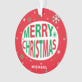 Vrolijk kerstfeest Modern Red Holiday, speciaal ge Ornament (voorkant)