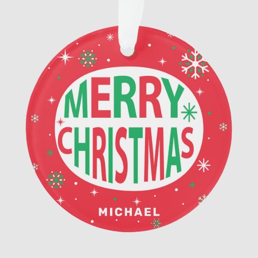 Vrolijk kerstfeest Modern Red Holiday, speciaal ge Ornament (voorkant)