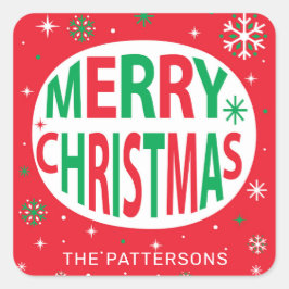 Vrolijk kerstfeest Modern Red Holiday, speciaal ge Vierkante Sticker