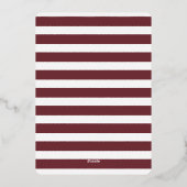 Vrolijk kerstfeest Modern Red Script Stripes Folie Feestdagenkaart (Achterkant)