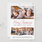 Vrolijk kerstfeest | Modern script 4 Photo Holiday Feestdagenkaart (Voorkant)