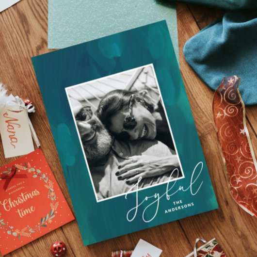 Vrolijk kerstfeest. Moderne abstracte groene oliep Feestdagenkaart