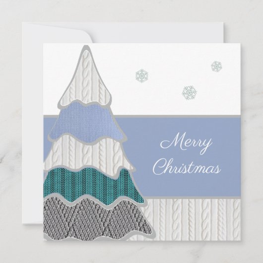 Vrolijk Kerstfeest Moderne Blauwe Textuur Boom (Voorkant)